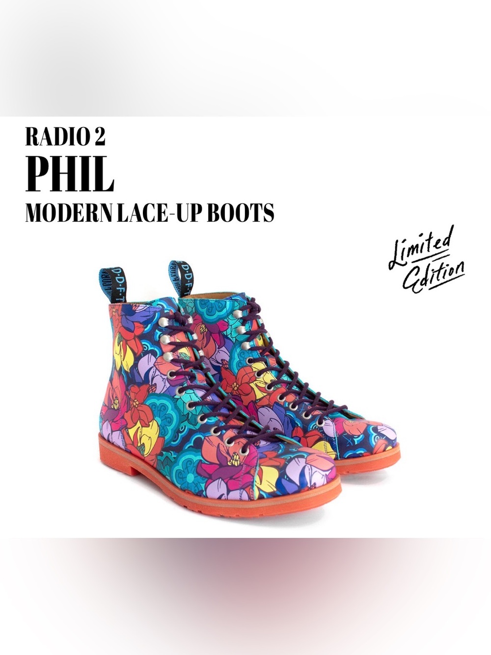 Fluevog NEARLY NEW Radio 2.0 Phil special edition F-day floral lace-up boot -12